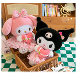 Sanrio My Melody Kuromi Kawaii Floral Lace Dress Plush Toy