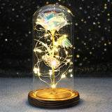 Beauty & The Beast Eternal Red Rose In Glass Dome with LED Lights