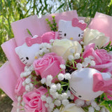 💖 Sanrio Kawaii Hello Kitty Plush Flowers Pink Bouquet 💐