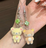 San-X Rilakkuma & Korilakkuma Flocking Pendant Set Phone Charm Keychain