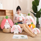 Fruit Bunny Plush Toy Cute Carrot Strawberry Turn Into Rabbit Plushie Toy