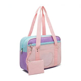 Heart PU Leather Laptop Bag Pastel Handbag Top Handle Japanese Style School Bag