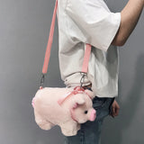 Pink Pig Plush Crossbody Bag