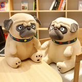 3D Brown Pug Plushie With Green Collar.
