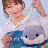 Hammy Hamster Plush Crossbody Bag with Gold Chain Handbag - LoveJojo