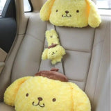 Sanrio PomPomPurin Plush Pillow & Car Headrest Neck Pillow Cushion Seat Belt Cover