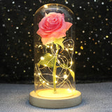 Beauty & The Beast Eternal Red Rose In Glass Dome with LED Lights