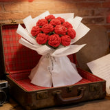 Crochet Flower Knitted Single Red Rose Handmade
