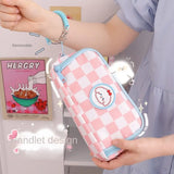 Kawaii Checkerboard Pencil Case Large Capacity