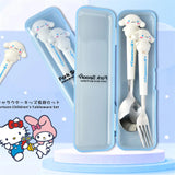 Sanrio Tableware Silicone Handle Two-piece Set Fork Spoon Kawaii - LoveJojo