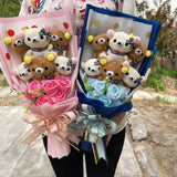 San-X Rilakkuma Korilakkuma Teddy Bear Plush Toy Flower Bouquet Gift Box