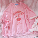 Harajuku Strawberry Milk Pink Sweatshirt Top Long-Sleeved - LoveJojo