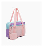 Heart PU Leather Laptop Bag Pastel Handbag Top Handle Japanese Style School Bag