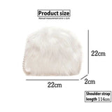 Faux Fur Fluffy White Bag Crossbody Handbag Pearl Strap