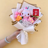 Sanrio Kawaii Hello Kitty Kuromi Hangyodon Handmade Plush Bouquet