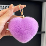 Plush Heart Keychain Love Keyring Fuzzy Love Ball Pendant Pom Pom