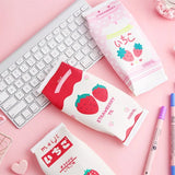 Pencil Case Strawberry Milk Box Bag Pink Pens Bag Japanese