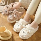 Plush Alpaca Sheep Lamb Warm Fluffy Faux Fur Slippers