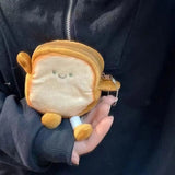 Toast Bread Plush Coin Purse Bag Keychain