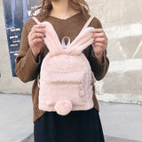 Faux Fur Mini Rabbit Ear Backpack - LoveJojo