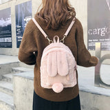 Faux Fur Mini Rabbit Ear Backpack - LoveJojo