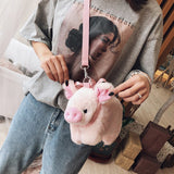 Pink Pig Plush Crossbody Bag