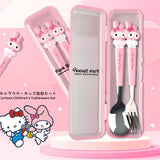 Sanrio Tableware Silicone Handle Two-piece Set Fork Spoon Kawaii - LoveJojo