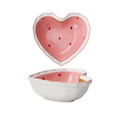 Strawberry Heart-Shaped Ceramic Bowl and Spoon Set - 400ml