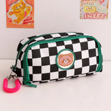 Kawaii Checkerboard Pencil Case Large Capacity