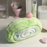 Kawaii Plush Pencil Case Matcha Cake Roll