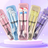 Sanrio Tableware Silicone Handle Two-piece Set Fork Spoon Kawaii - LoveJojo