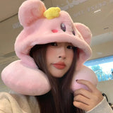 Kirby Kawaii Pink Hooded Travel Pillow