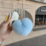 Plush Heart Keychain Love Keyring Fuzzy Love Ball Pendant Pom Pom