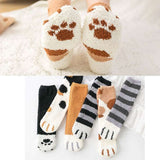 Fluffy Fuzzy Animal Cat Paw Print Socks Warm for Winter and Cold Weather - LoveJojo