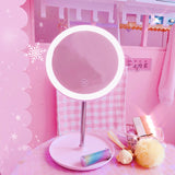 Pink 3 Colour LED Light 360 Degree Rotation Mirror