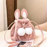 Plush Faux Fur Rabbit Bunny Bag Backpack Rucksack Handbag