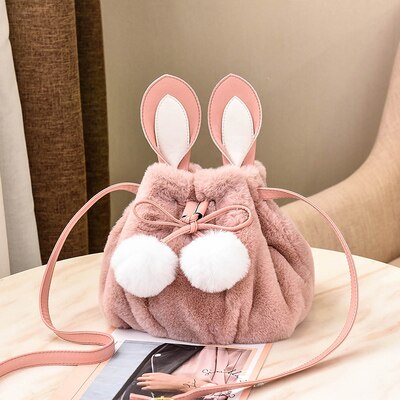 Furry pink bunny backpack best sale