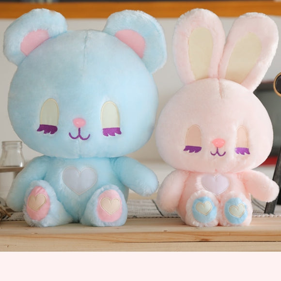 Long Lash Rabbit Girl Plush Toy Cute Stuffed Animals Long Ear Bunny and Bear Girl Big Hug Toys for Children Birthday Xmas  Gift