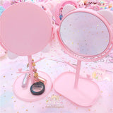 Pink Cat Makeup Mirror Dressing Table Princess Mirror With Storage Box