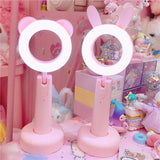 Fold Up Foldable Pink Animal Ringlight Ring Light Bear Rabbit Night Light Desk Lamp