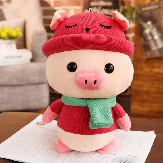 Pig with Scarf and Hat Stuffed Animal Pig Plush