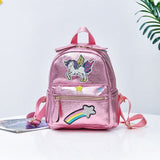 Holographic Backpack Rucksack Unicorn Patches and Rainbow Cloud Star PU Leather School Bag