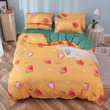 Cute Bedding Bedsheets Bed Set - Peach, Flowers, Stars Kawaii