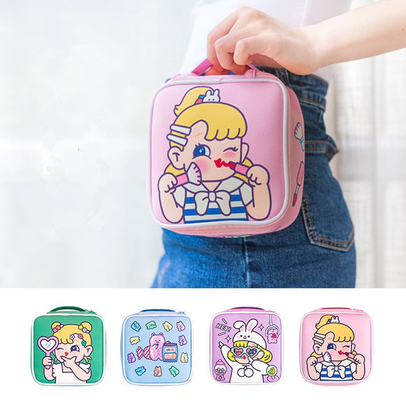 Girls Bentoy Cartoon Large Capacity Cosmetic Bag  Makeup Bag For Women Travel Portable Handbag Cosmetic Storage Organizer Bag