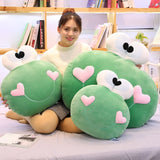 Big Frog Green Froggy Plush with Big Eyes and Pink Hearts