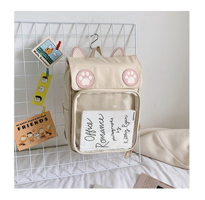 Transparent Window Backpack Bag Rucksack Cat Paws Kawaii Japanese - LoveJojo