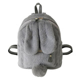 New Winter Cute Faux Fur Mini Backpack Rabbit Ear Women Travel Shoulder Bags Fashion Plush Bagpack Rucksack School Bag for Girls