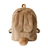 New Winter Cute Faux Fur Mini Backpack Rabbit Ear Women Travel Shoulder Bags Fashion Plush Bagpack Rucksack School Bag for Girls