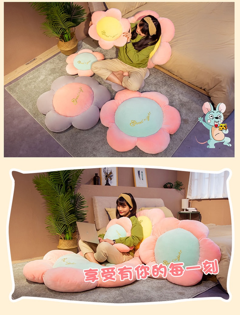 Candy Colors Pastel Flowers Plush Chair Cushion Carpet Floor