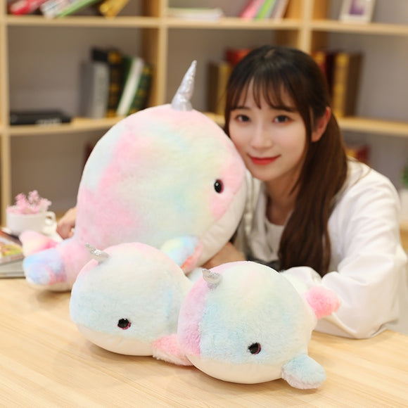 28/45cm Cute Colorful Narwhal Plush Toys Stuffed Whale Unicorn Fish Doll Soft Animals Pillow for Baby Girls Kids Birthday Gift